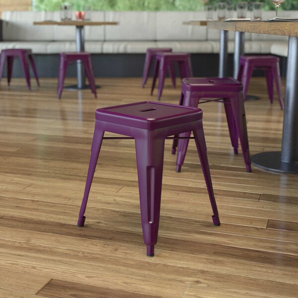 Flash Furniture 4 Inch Purple Metal Stool, PK4 ET-BT3503-18-PR-GG - main